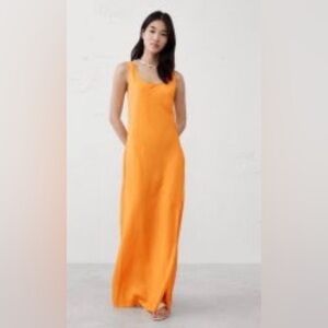 NWT Banana Republic “Turmeric Spice” Color Off center front slit Maxi Dress
